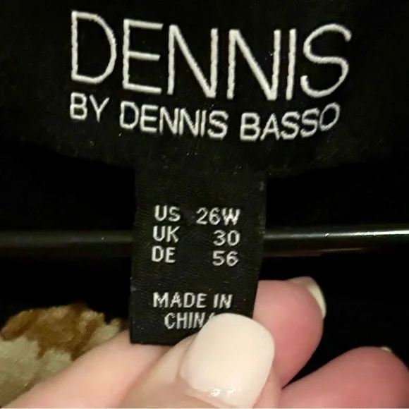 Dennis Basso Black Jacket Brown Floral Lined Pockets Size 26W - Picture 3 of 4